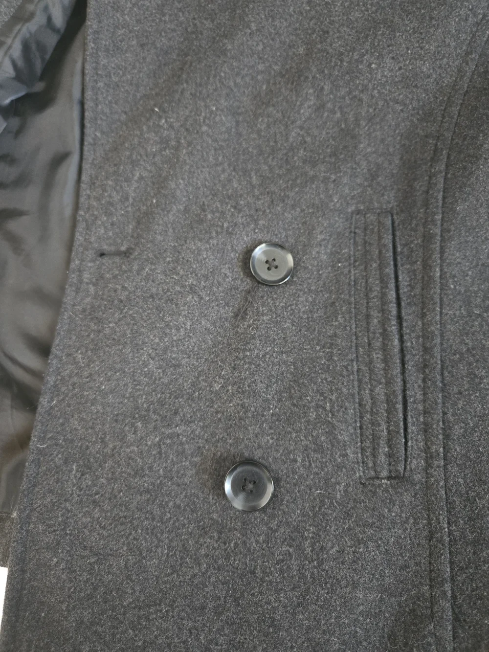 WE Charcoal Gray Wool Blend Double Breasted Cropped Pea Coat Jacket Women Size M